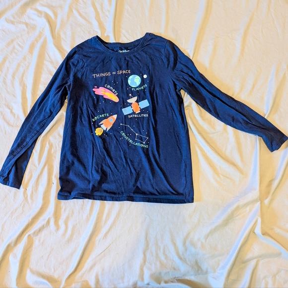 Cat & Jack Navy Space-Themed Long Sleeve Tee - Picture 1 of 3